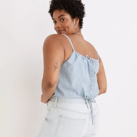 Madewell Chambray Bubble Crop Top - Picture 5 of 11